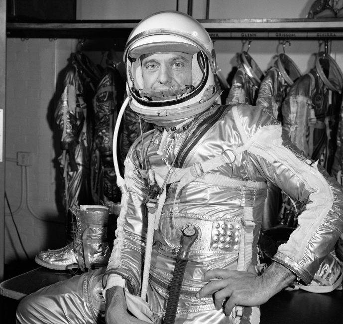 Alan Shepard in capsule aboard Freedom 7 before launch